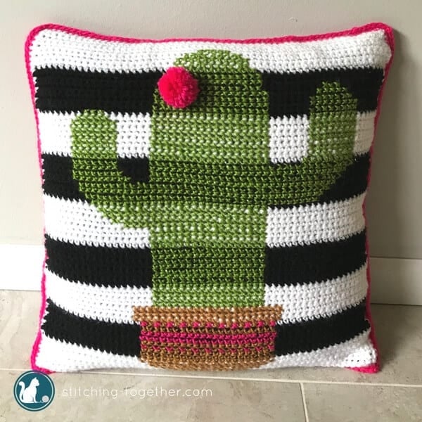 Modern Cactus Pillow Crochet Pattern by Stitching Together