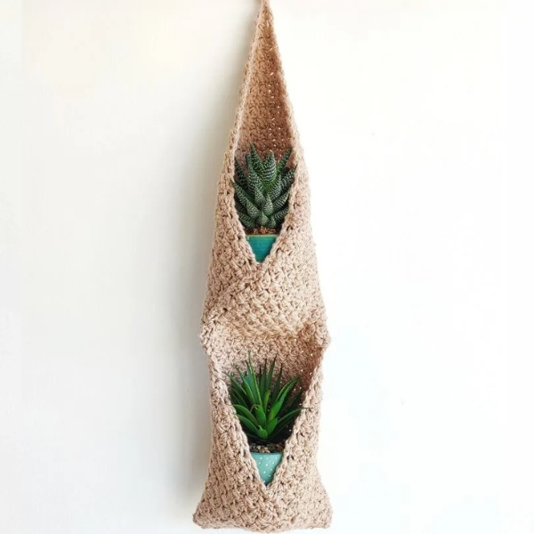 Suzette Double Hanging Wall Basket Free Crochet Pattern Made by Gootie