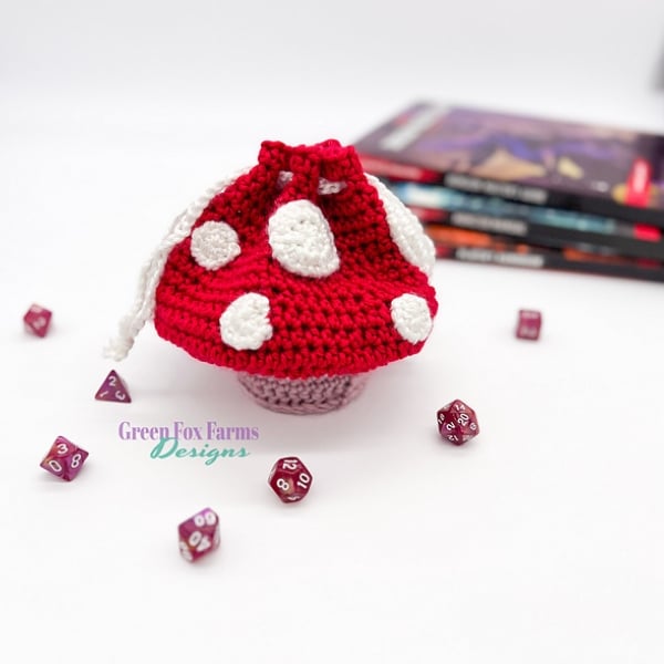 Woodland Mushroom Dice Bag by Green Fox Farms Designs