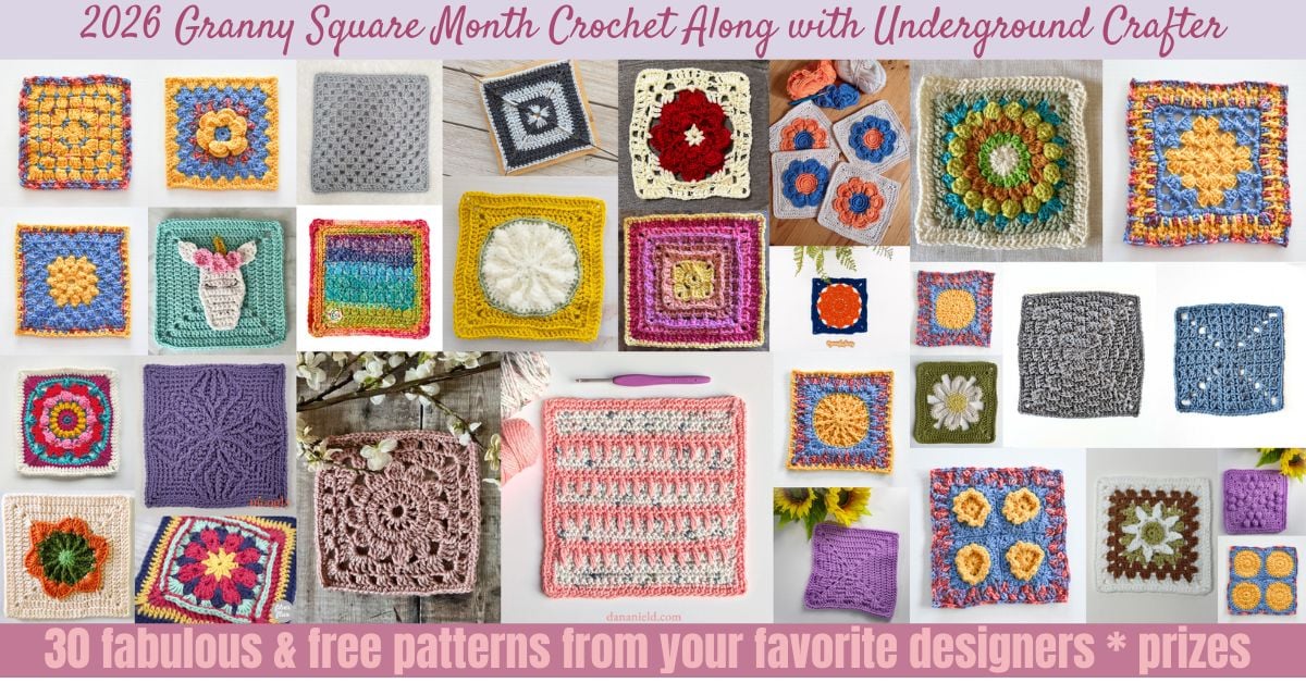 crochet 2026 Granny Square Month Crochet Along with Underground Crafter horizontal