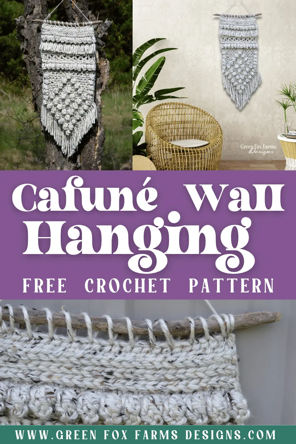 crochet Cafune Free Crochet Wall Hanging Pattern Green Fox Farms Designs PIN 1