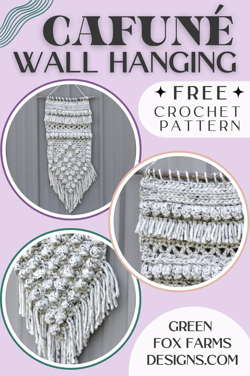 crochet Cafune Free Crochet Wall Hanging Pattern Green Fox Farms Designs PIN 3