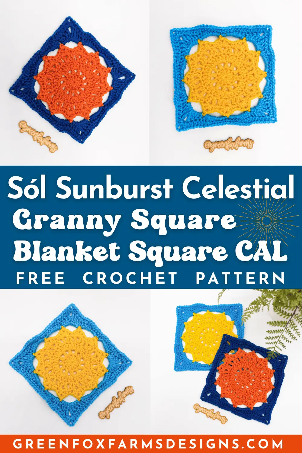 crochet Sol Sunburst Granny Square Free Celestial Blanket Square CAL GFFD PIN 3