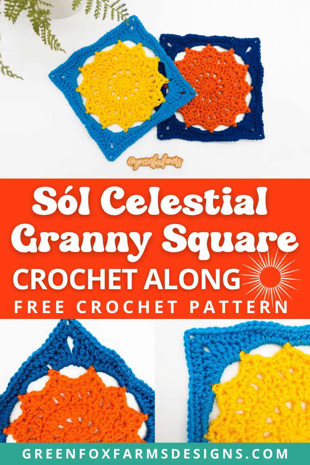 crochet Sol Sunburst Granny Square Free Celestial Blanket Square CAL GFFD PIN 4