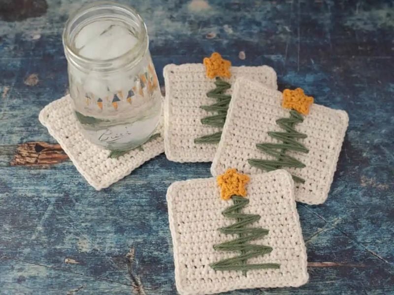 crochet Free Crochet Christmas Tree Coaster Pattern by Crochet 365 Knit Too