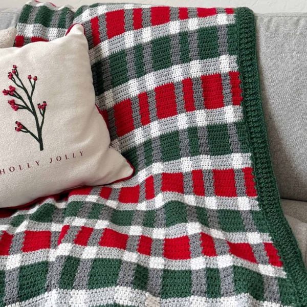 crochet Free Crochet Plaid Throw Pattern by Daisy Farm Crafts