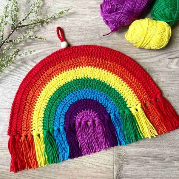 crochet Free Crochet Rainbow Pattern Easy Wall Hanging