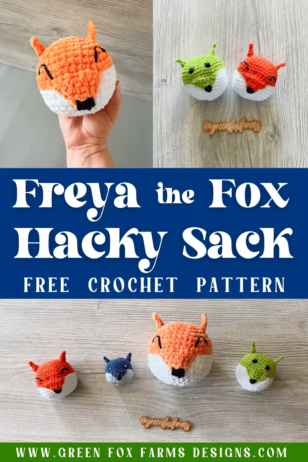 crochet Freya the Fox Footbag Free Crochet Hacky Sack Pattern Green Fox Farms Designs PIN 1