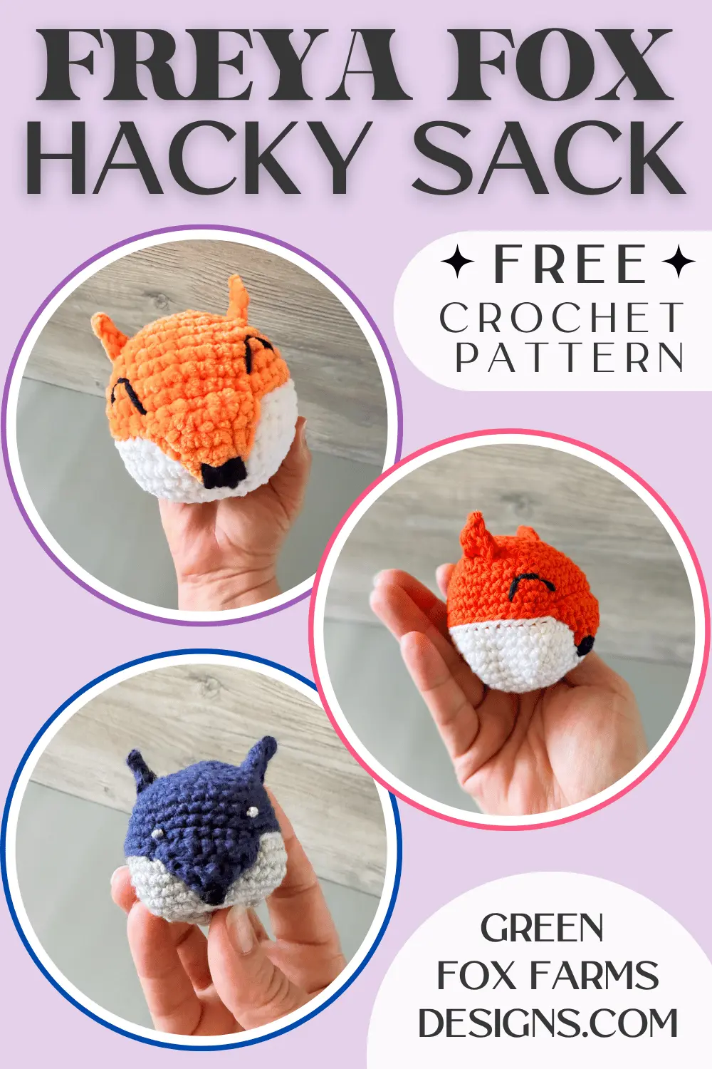 crochet Freya the Fox Footbag Free Crochet Hacky Sack Pattern Green Fox Farms Designs PIN 3