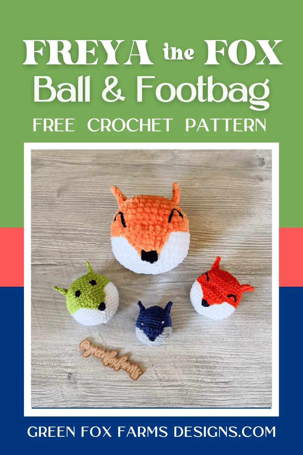crochet Freya the Fox Footbag Free Crochet Hacky Sack Pattern Green Fox Farms Designs PIN 4
