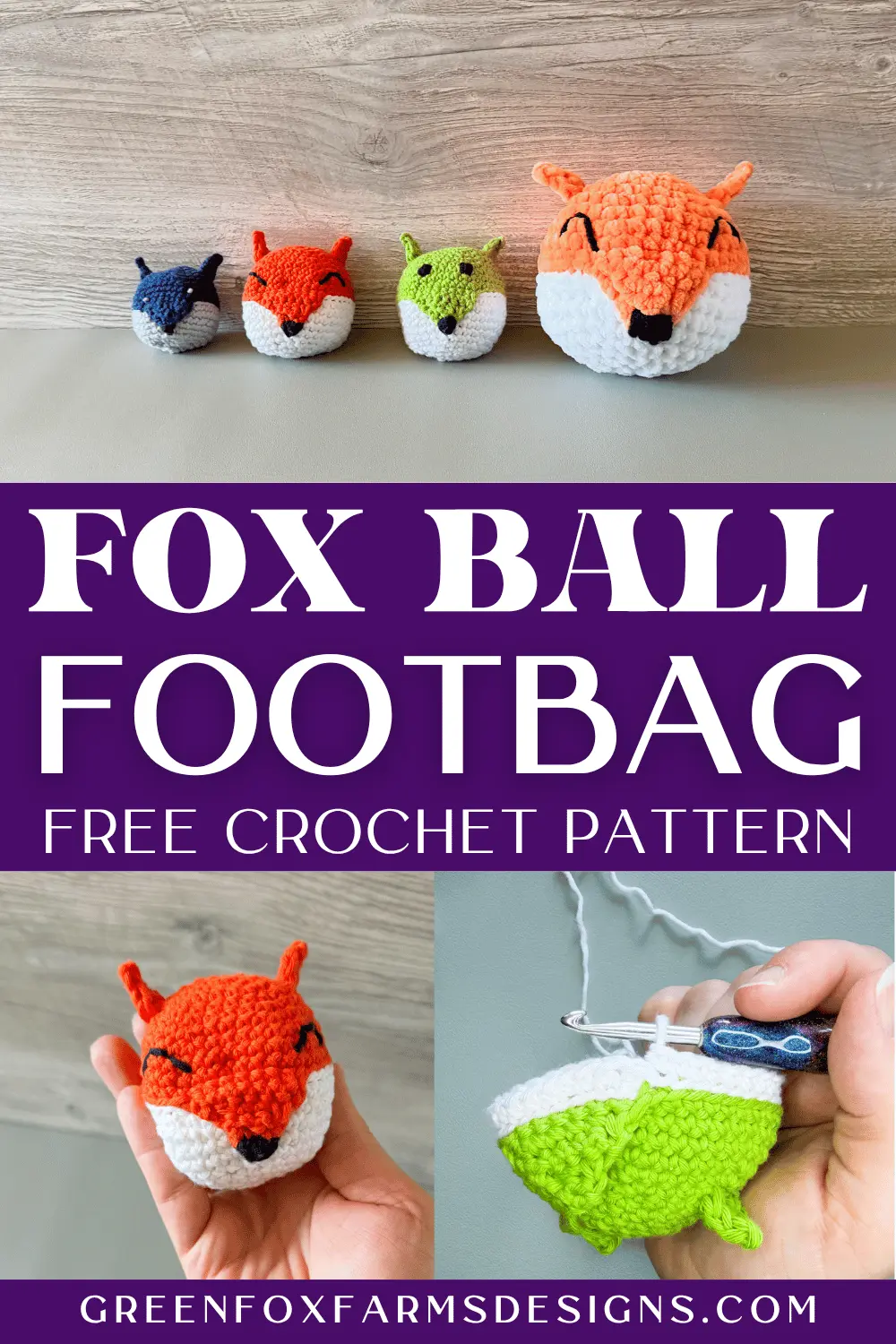 crochet Freya the Fox Footbag Free Crochet Hacky Sack Pattern Green Fox Farms Designs PIN 5