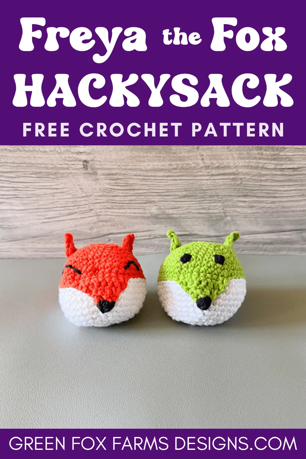 crochet Freya the Fox Footbag Free Crochet Hacky Sack Pattern Green Fox Farms Designs PIN 6