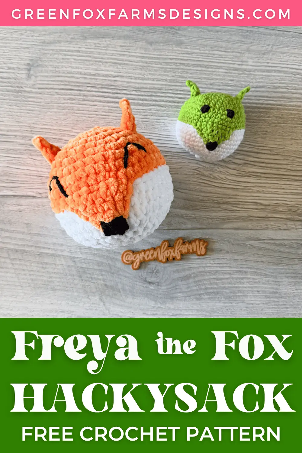 crochet Freya the Fox Footbag Free Crochet Hacky Sack Pattern Green Fox Farms Designs PIN 7