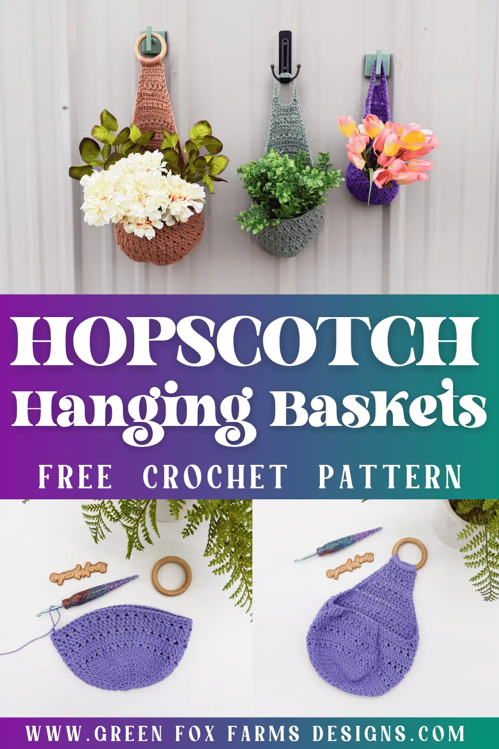 crochet Hopscotch Crochet Hanging Basket Crochet Along Free Pattern Green Fox Farms Designs PIN 1