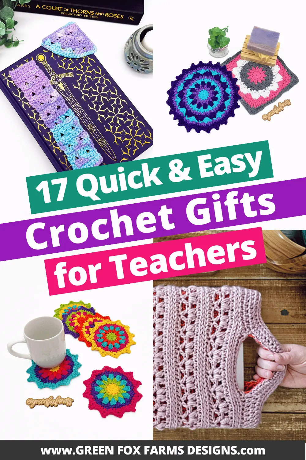 crochet 17 Free Crochet Teacher Gift Patterns Roundup by Green Fox Farms Designs © 2026 Pin 1