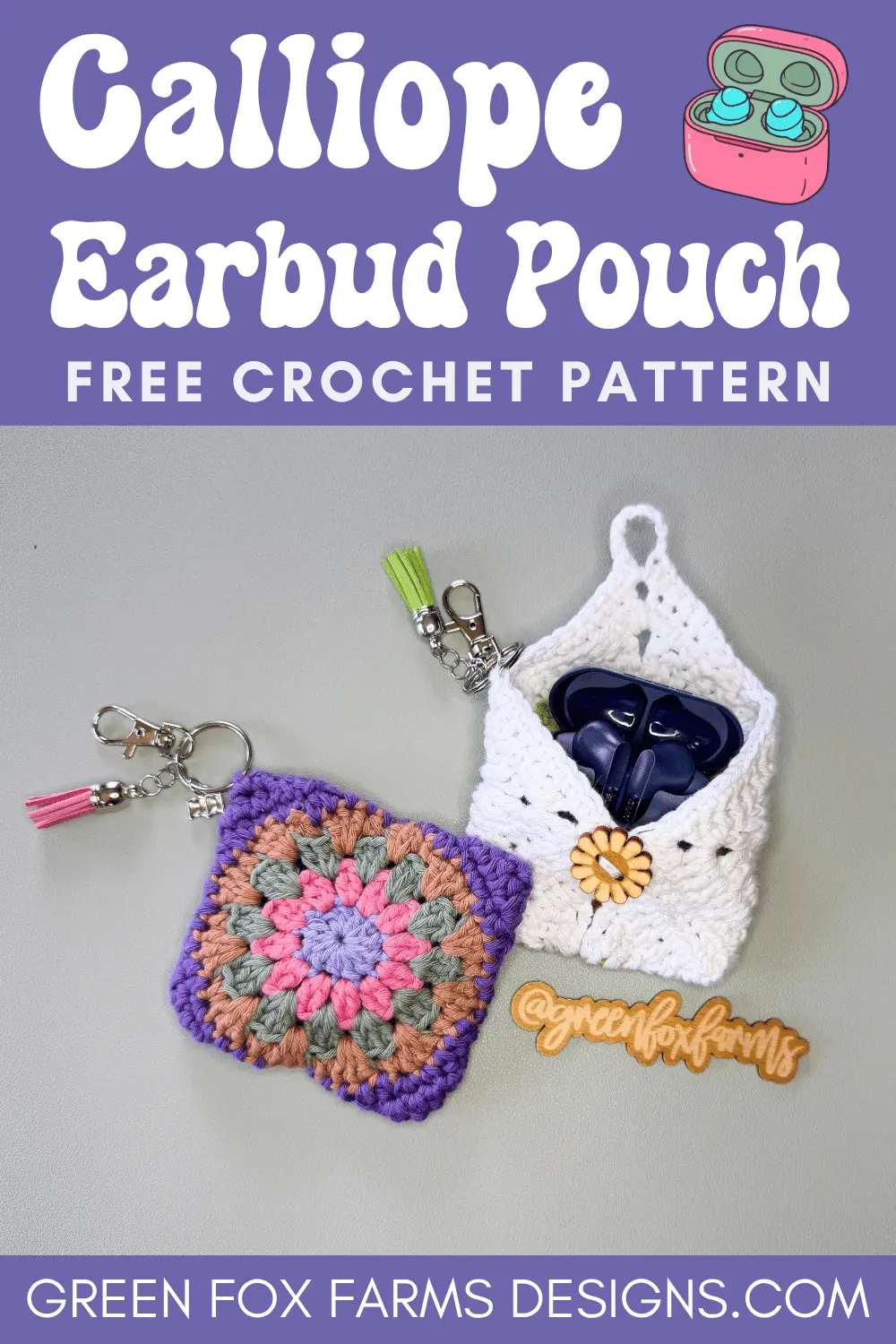 Calliope Free Crochet Earbud Case Pattern - Green Fox Farms Designs - PIN 6 crochet Calliope Free Crochet Earbud Case Pattern Green Fox Farms Designs PIN 6