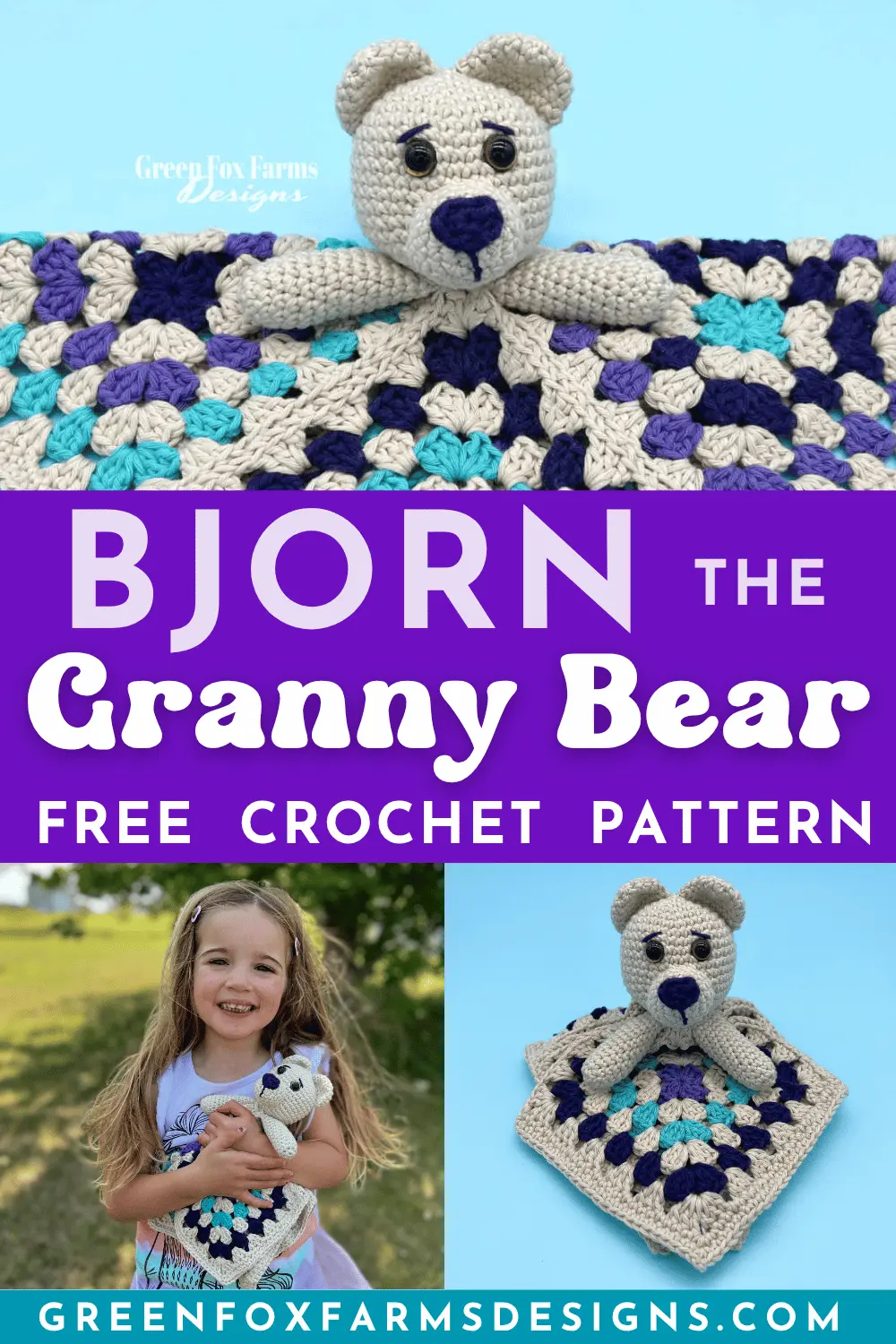 crochet Free Bjorn Granny Square Teddy Bear Crochet Pattern © 2022 Green Fox Farms Designs PIN 3