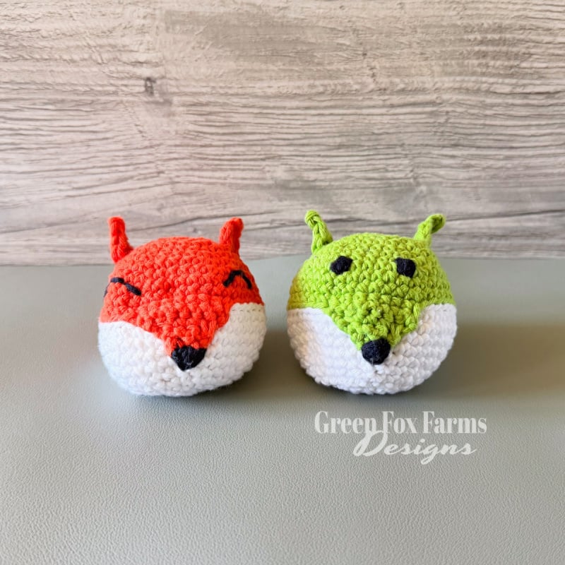 Freya the Fox Footbag Free Crochet Hacky Sack Pattern by Green Fox Farms Designs