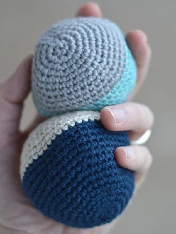 Freya the Fox Footbag Free Crochet Hacky Sack Pattern by Green Fox Farms Designs