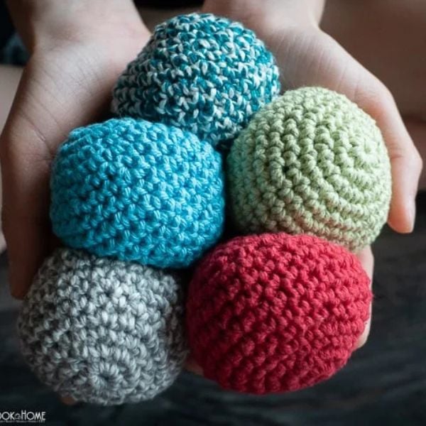 Freya the Fox Footbag Free Crochet Hacky Sack Pattern by Green Fox Farms Designs