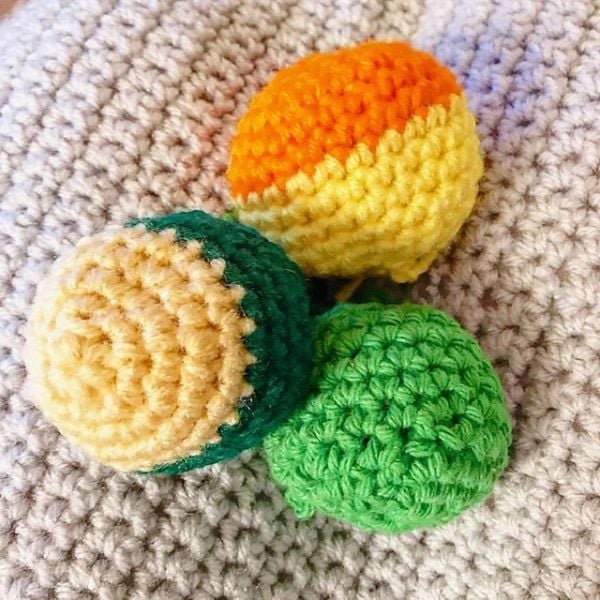 Freya the Fox Footbag Free Crochet Hacky Sack Pattern by Green Fox Farms Designs