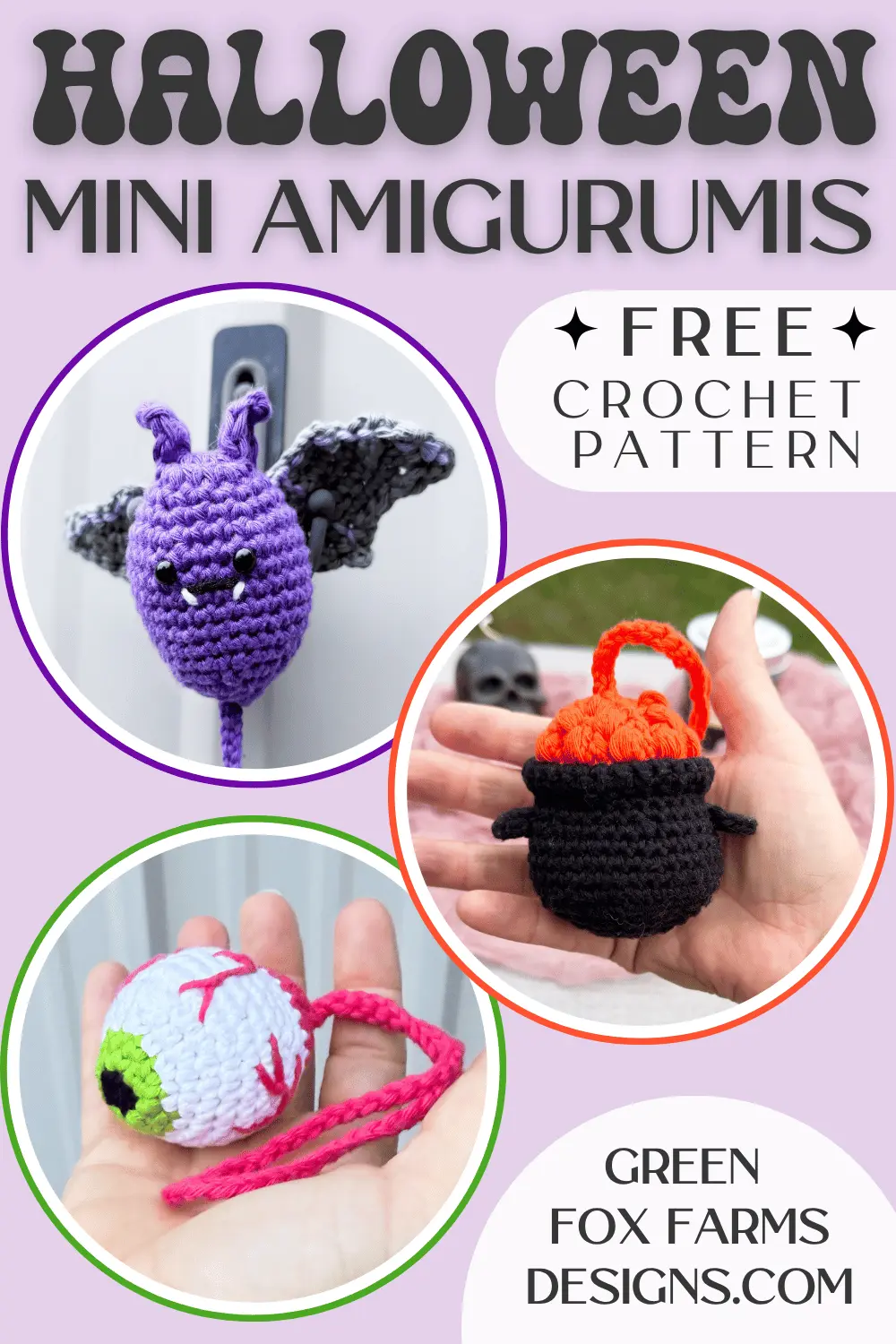 crochet 3 Free Amigurumi Mini Halloween Crochet Patterns Green Fox Farms Designs PIN 3