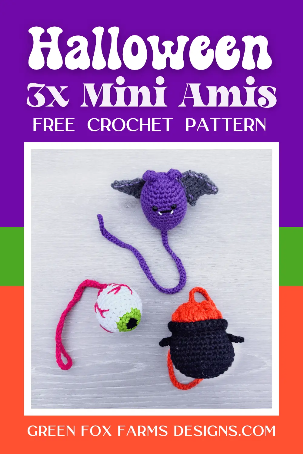 crochet 3 Free Amigurumi Mini Halloween Crochet Patterns Green Fox Farms Designs PIN 4