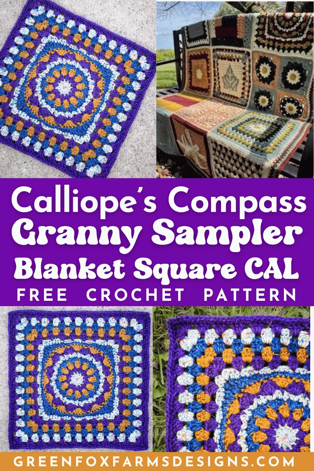 Calliopes Compass 12 inch Granny Square Free Blanket CAL GFFD PIN 3 Farmhouse Pumpkins Crochet Pattern makes for stunning handmade fall home decor. Free Crochet Pattern for rustic pumpkins that look knit. Crochet your own set of small and large Halloween Pumpkins with this quick crochet pattern. Crochet Colorful Pumpkins with cinnamon sticks for the perfect Thanksgiving table decorations. Crochet a pumpkin with this free crochet pattern by greenfoxfarmsdesigns.com