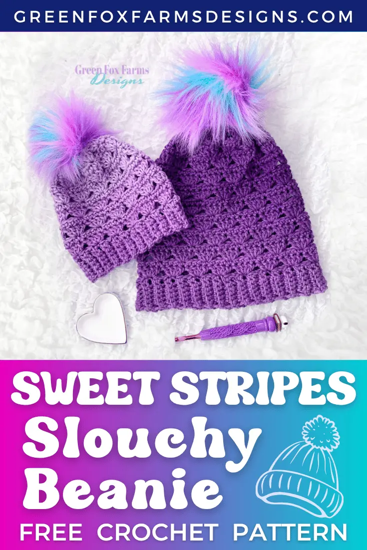 Sweet Stripes Free Crochet Beanie Pattern - by Green Fox Farms Designs © 2024 - PIN 3 crochet Sweet Stripes Free Crochet Beanie Pattern by Green Fox Farms Designs © 2024 PIN 3