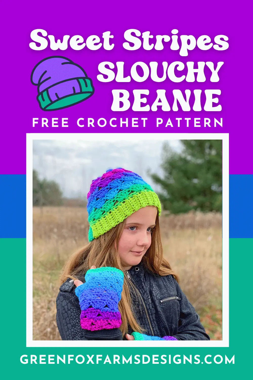 Sweet Stripes Free Crochet Beanie Pattern - by Green Fox Farms Designs © 2024 - PIN 9 crochet Sweet Stripes Free Crochet Beanie Pattern by Green Fox Farms Designs © 2024 PIN 9