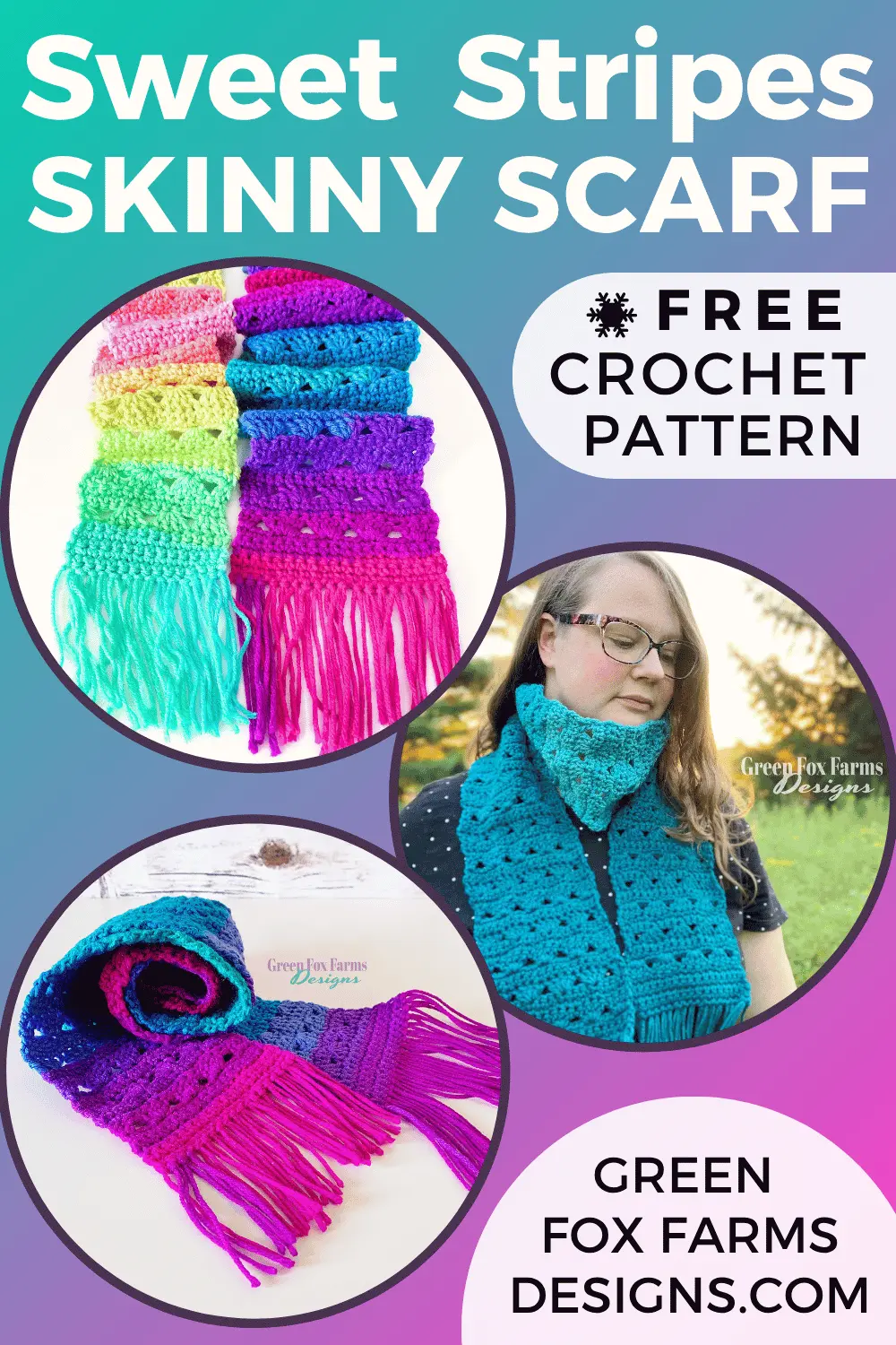 Sweet Stripes Free Crochet Fringe Scarf Pattern - by Green Fox Farms Designs © 2024 - PIN 6 crochet Sweet Stripes Free Crochet Fringe Scarf Pattern by Green Fox Farms Designs © 2024 PIN 6