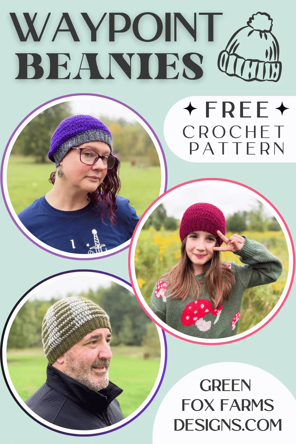 crochet Free Waypoint Beanie Crochet Chemo Hat Pattern Green Fox Farms Designs PIN 3